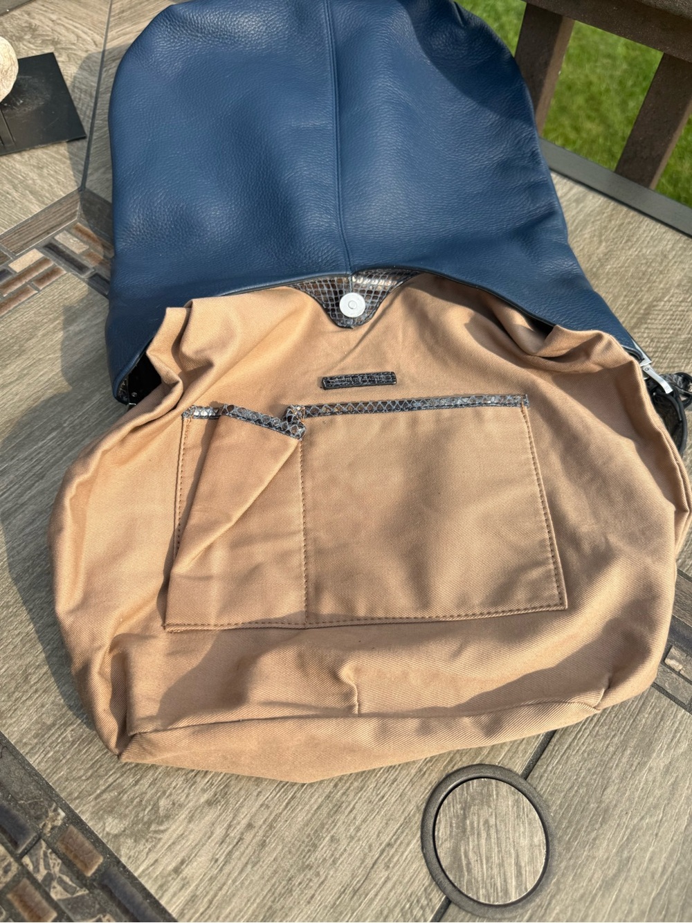 EUC G.I.L.I. (Got It Love It) pebbled leather slouchy hobo Blue bag - Picture 10 of 10